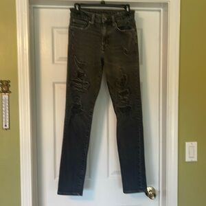 American Eagle - men’s distressed skinny dark gray jeans - size 28x32